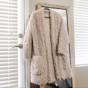 Shaggy faux fur coat/ cardigan